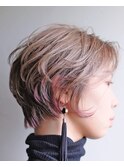 ベージュカラー#ダブルカラー#ハンサムショート#ケアブリーチ