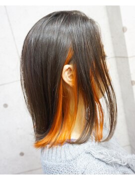 ヘアテリア リュウ 大塚(hair teria ryu) 【Bf→Af】インナーブリーチ1回/カット&インナーカラーオレンジ