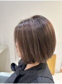大人ハイライトグレージュボブ