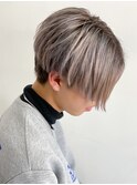 センターパートブリーチダブルカラーフェイスフレーミン