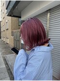ワインレッドカラー/ディープレッド/ぐびれボブ/ボルドーカラー