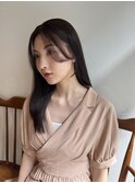 大人かわいい美髪ストレートピンクベージュ小顔顔まわりレイヤー