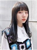 Say.ぱっつん前髪インナーカラーパープルブラック黒髪表参道原宿