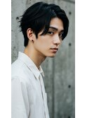 men'sセンターパート ダークカラー マッシュ　ストリート