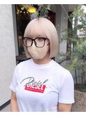 タッセルボブ 切りっぱなしボブ パッツンボブ ハイトーン