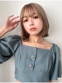 切りっぱなしボブ×ケアブリーチ×ハイトーン×シースルーバング