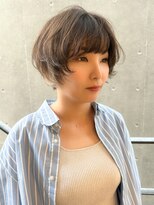 マイラ 銀座(myla) イヤリングハイライトカラーくびれヘアアプリコットオレンジボブ