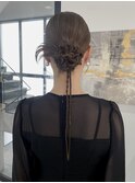 結婚式ヘア二次会ヘア編みおろしカチモリシニヨン岡山ヘアセット
