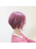 韓国風カラー/モーヴピンク/前髪なしショート