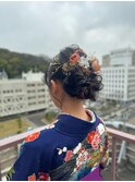 #卒業式 #ヘアセット #ヘアアレンジ #袴 #金箔 #水引