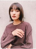 黒髪ボブルフネビージュ小顔ヘアワンレン