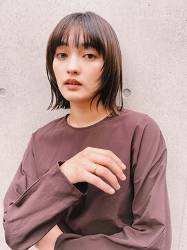 レジュアル(RESSUAL) 黒髪ボブルフネビージュ小顔ヘアワンレン