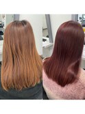オイルカラーボルドーカシスピンク高知美容院