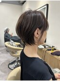 大人可愛い20代30代40代黒髪前下がりショートボブ丸みショート◎
