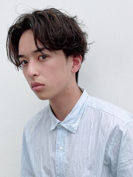 バトン(baton) フェザーパーマ/サーフカール/刈り上げセンターパート/8