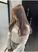 透明感ミルクティーグレージュ/顔周りレイヤーロング【心斎橋】