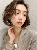 大人かわいい小顔Aラインボブマロンベージュ20代30代吉祥寺