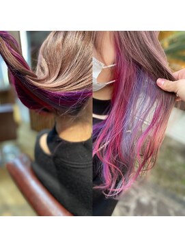 アローズ 荒尾店(arose) 【ミックスインナーカラー】ユニコーンハイトーンロングヘア