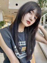 ミンクス ギンザ セントラル(MINX ginza central)&nbsp;ロングレイヤー 斜めバンググレージュカラーデザインカラー