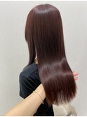 髪質改善チェリーブラウンカラーツヤ髪ストレート/静岡 髪質改善