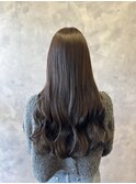 グレージュカラー/艶髪ロングカール/髪質改善トリートメント
