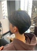 かき上げヘア七三ヘアツーブロックメンズ波巻きスパイラルパーマ