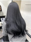 【ブルーブラック】ブリーチなしブルージュグレージュ暗髪