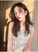 ロングレイヤー/艶髪/韓国風ヘア/アッシュブラウン/大人ブラウン