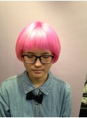 パステルピンクボブ　ショート　