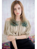 ヘアアンドビューティー ミック(Hair & Beauty miq)&nbsp;個性的★攻め系くすみブルーｘミントグリーンバイカラーc1