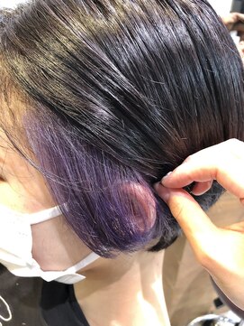 ルー(loup) イヤリングカラー/パープル/ブリーチ/ショートボブ/福岡/天神