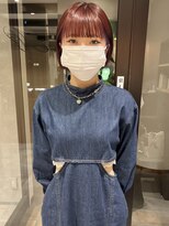 ラミエバイメルト 下北沢(lamie by melt)&nbsp;村上/ミニボブブリーチなしチェリーレッド切りっぱなしオレンジ