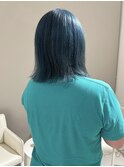 福井 大和田 ハイトーン ブリーチ ターコイズカラー 20代