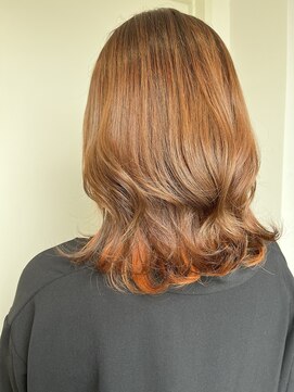 ケイズプラスカラン(HAIR AND MAKEUP K's PLUS calin) 【倉敷　沖/calin】インナーカラー　オレンジ