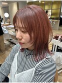 チェリーピンク外ハネミディ