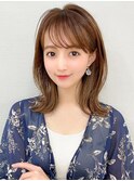 イメチェン美髪外ハネボブミディアムストレート寒色系カラー