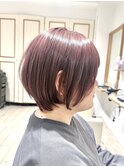 ショートボブ×ダブルカラーピンクカラー