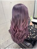 ケアブリーチバレイヤージュハイライトパープルグラデーション