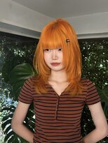 キイ 原宿 表参道(K.e.y)&nbsp;ネオンオレンジ/ネオンカラー/ハッシュカット/ウルフ