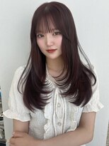 ボタン 熊本(VOTAN)&nbsp;韓国ヘア/レイヤーカット/ぱっつん前髪/顔まわり/ワインレッド