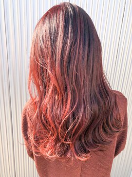 セットアップ 岡山北長瀬店(SET-UP) レッドカラー コントラストハイライト バレイヤージュ 韓国