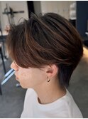 韓国へアカルマパーマワックスなしセンターパート黒髪ウルフ