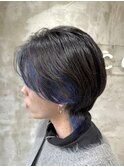 ネイビーブルー/インナーカラー/ウルフヘア[千葉/千葉駅]