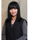 黒髪さらツヤロング　レイヤー　小顔　似合わせカット
