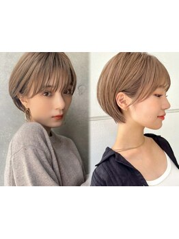 前髪/顔周りレイヤーで創る小顔ショート！品の良い女性らしさあふれる"小顔ひし形シルエット"が話題[仙台]