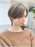 30代40代ショートハイライト/ハンサムショート/前髪なしショート