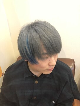 クロス(cross) ハイトーンシルバー×ブルー×マッシュ