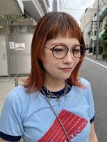 ロッソ 西荻窪(ROSSO)&nbsp;姫カットとオン眉な外はねボブにジューシーオレンジカラー。