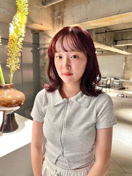 リール(rire) rireイメチェン前髪アンブレラカラーこなれミディウェーブパーマ