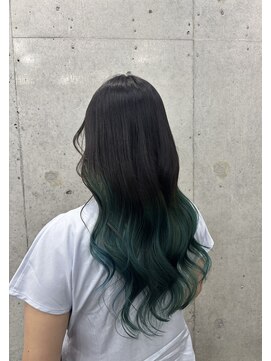 アジールヘア 赤羽駅南口店(agir hair) グリーングラデーションカラー デザインカラー 赤羽ハイトーン